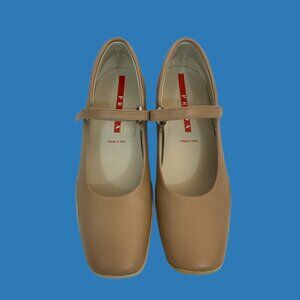 Authentic Prada Tan Leather Mary Jane Loafers
